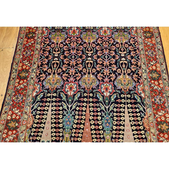 Textile Antique Persian Tabriz Area Rug, Hand-Knotted Wool, All-over Geometric Pattern, Navy & Green, 3x6 For Sale - Image 7 of 13