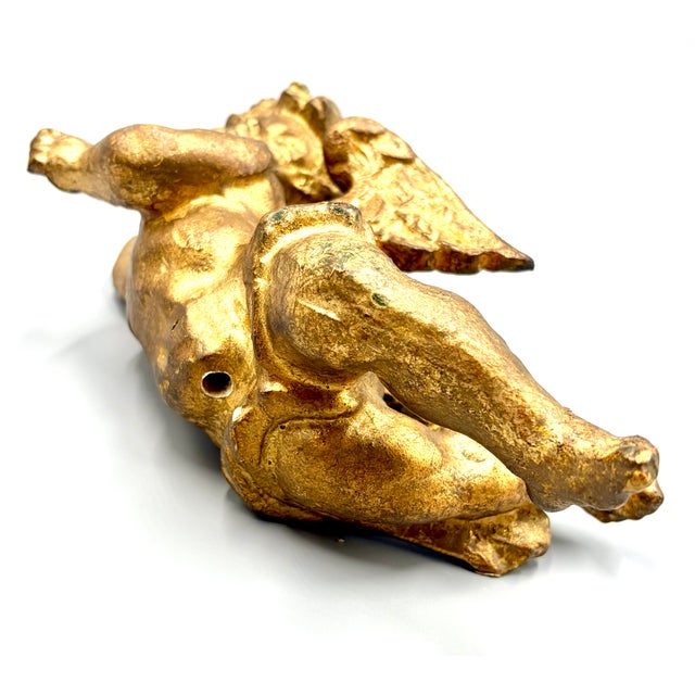 Wood Antique French Giltwood Cherub Putti Sculpture Fragment For Sale - Image 7 of 12
