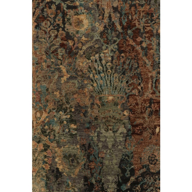 Rug & Kilim’s Modern Persian Inspired Rug in Rust, Black and Green Floral Pattern For Sale In New York - Image 6 of 8