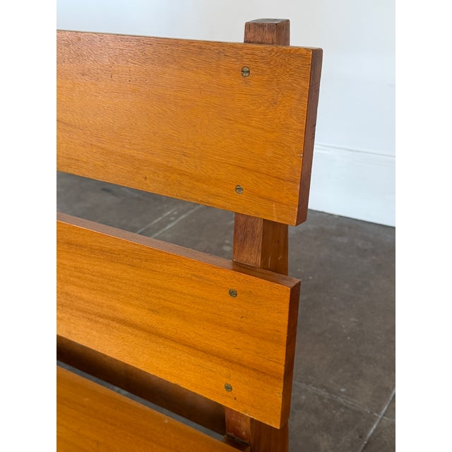Vintage French 1950s Brutalist Mahogany Bench For Sale In Los Angeles - Image 6 of 18