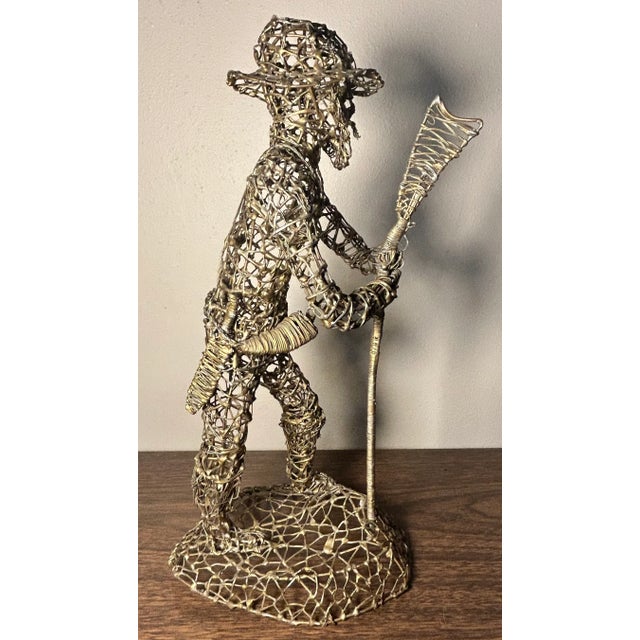 Brutalist Vintage 1960's Brutalist C. Serraty Style Hunter Man Metal Wire Sculpture For Sale - Image 3 of 7