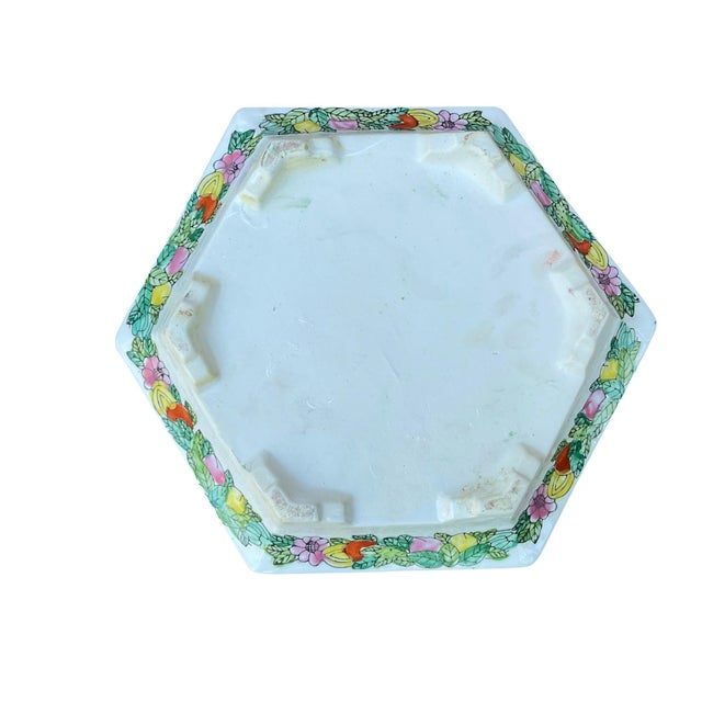 Chinese Rose Famille Vintage Cache Pot Jardinière Planter With Saucer For Sale - Image 14 of 17