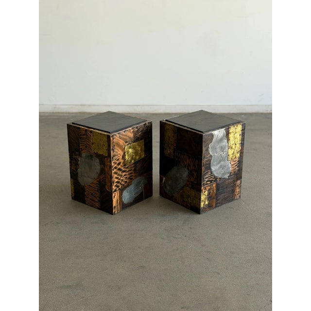 Pair of Paul Evans Side Tables With Original Slate Tops Circa 1960s For Sale - Image 10 of 12