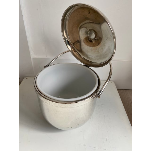 1940s Silver & Milk Glass Ice Bucket Chairish