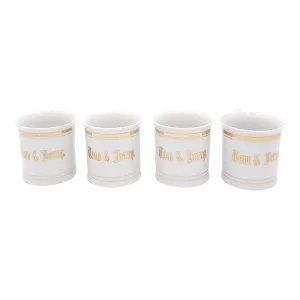 Circa 1900 Antique Coffee Mugs With Gilding- Set of 4