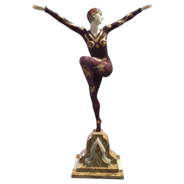 D. H. Chiparus, Art Deco Sculpture of a Gymnast, Bronze on Onyx Base, 1930s For Sale - Image 12 of 12