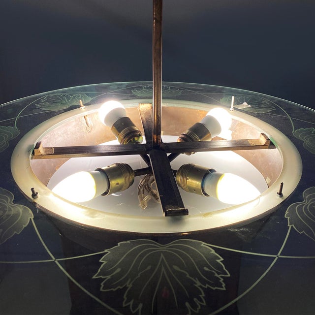 Mid-Century Modern Italian Glass Pendant with Copper Decoration, 1940s For Sale - Image 12 of 16