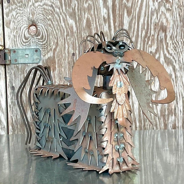 Vintage Boho Punch Cut Metal Dog Sculpture For Sale In West Palm - Image 6 of 10