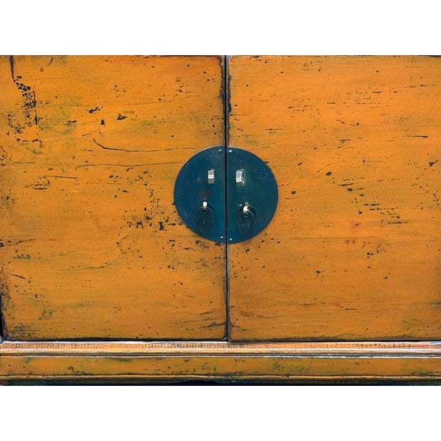 Distressed Vintage Style Weathered Orange Drawers Credenza Cabinet For Sale - Image 10 of 15