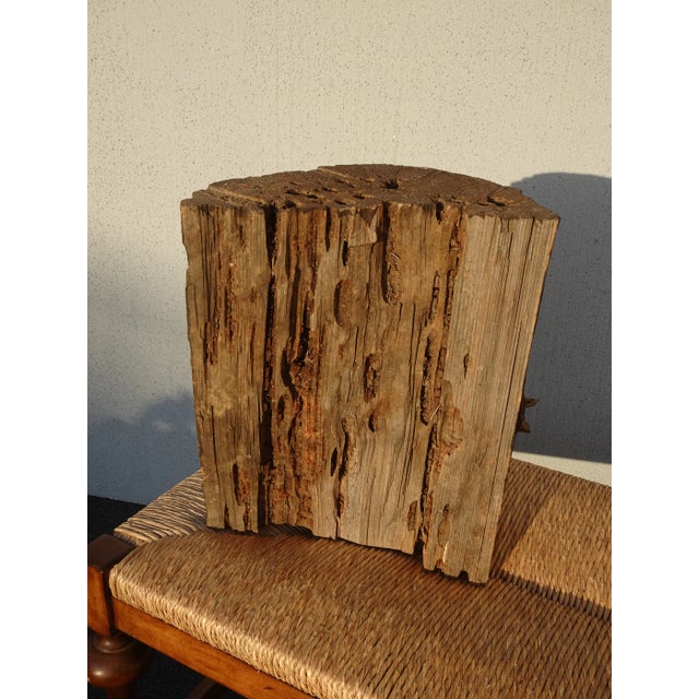 Vintage Hand Carved Face on a Wooden Log ~ Decorative Decor For Sale - Image 12 of 12