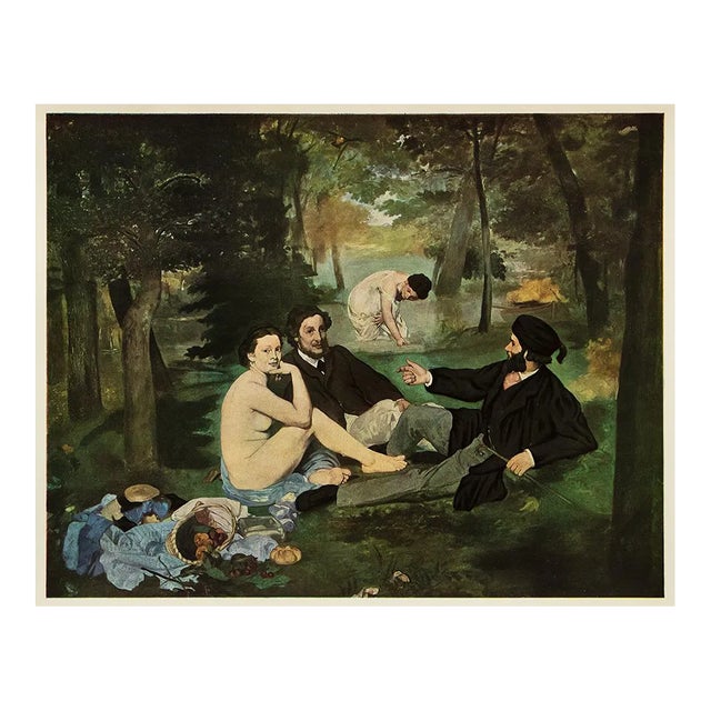 Circa 1950s After Manet "Luncheon on the Grass" Vintage Full Color Impressionist Print For Sale