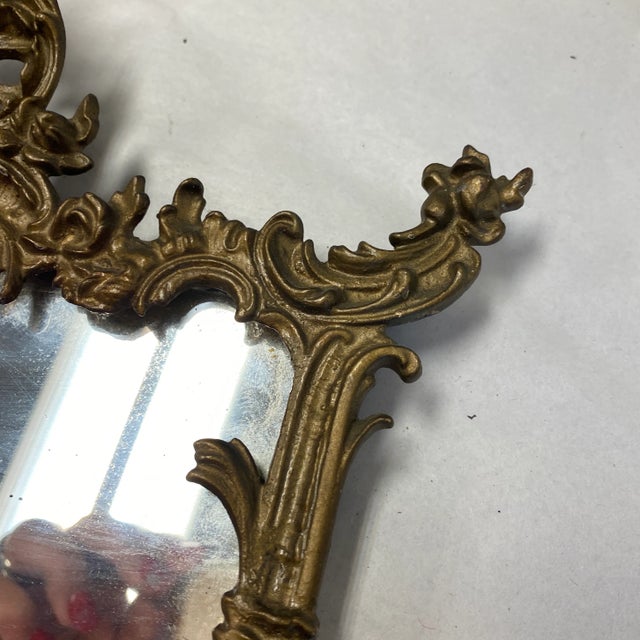 Art Nouveau 1970s Art Nouveau Metal Vanity Mirror For Sale - Image 3 of 6