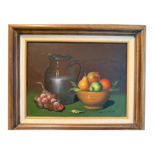 Vintage Mid-Century "De Mazia" Signed Fruit Still Life Oil Painting - Framed