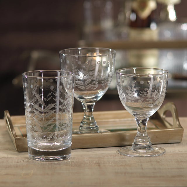 Transitional Spring Leaves Cut Design Highball Glasses - Set of 4 For Sale - Image 3 of 5