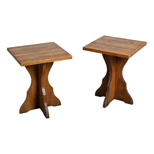 Wood Side Tables, French Alps, 1970, Set of 2 For Sale