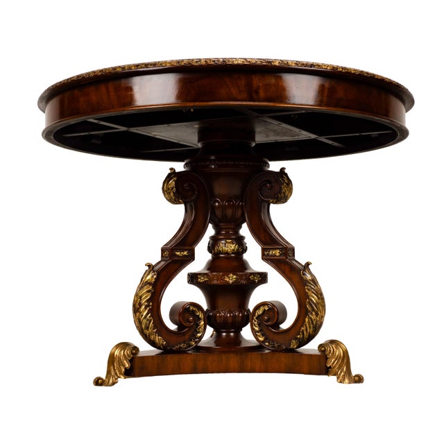 Wood 1990s Maitland Smith Spiro Inlaid Mahogany Regency Center Table 41x41" For Sale - Image 7 of 15