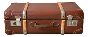 Vintage Travel Suitcase with Rigid Cardboard and Wooden Handles, 1940s