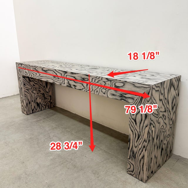 Vintage 1980s Postmodern Memphis Charcoal Burl Wood Console Table For Sale - Image 11 of 11