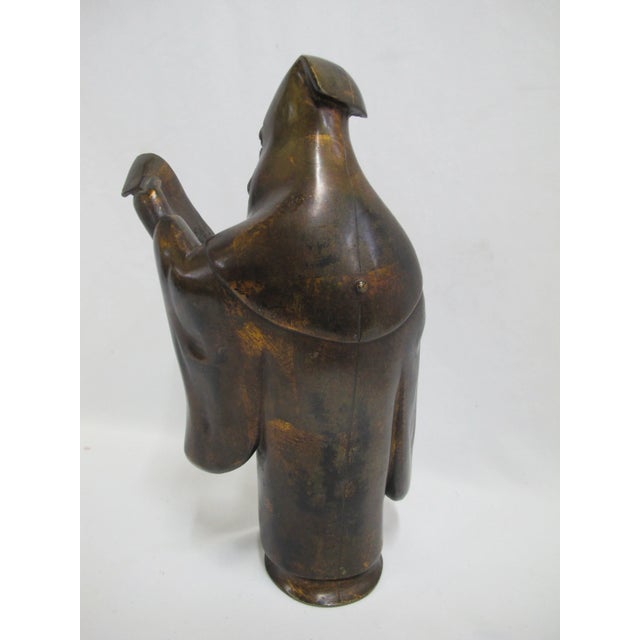 Japanese Bronze Old Man Figural Scholar With Scroll 13" Tall Statue Figurine For Sale In Portland, OR - Image 6 of 8