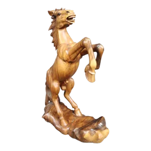 Carved Walnut Stallion Sculpture