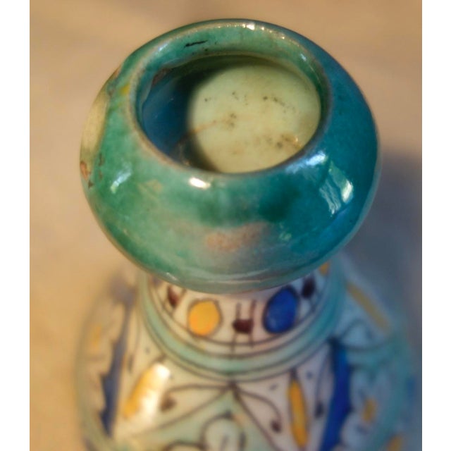 Ceramic Antique Handpainted Morrocan Moorish Vase For Sale - Image 7 of 10