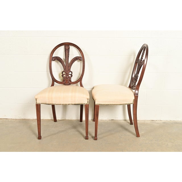 Romweber Antique French Regency Louis XVI Carved Mahogany Dining Chairs, Set of Four For Sale - Image 11 of 13