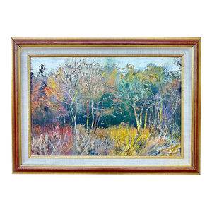 1980s Mykola Bodnar – Autumn Forest Landscape Original Oil Painting, Framed