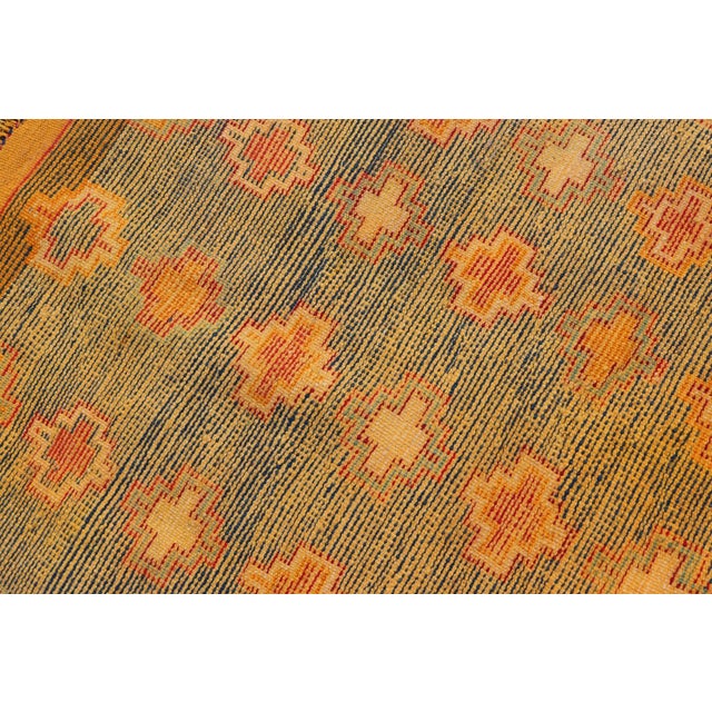 Vintage Moroccan Rug With Navy Blue Field and Gold Geometric Medallions 4 X 6'1 For Sale - Image 10 of 10