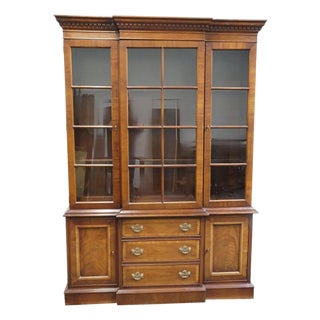Dixie Furniture Solid Mahogany Traditional Style 56" Breakfront Lighted Display China Cabinet 549-864 For Sale