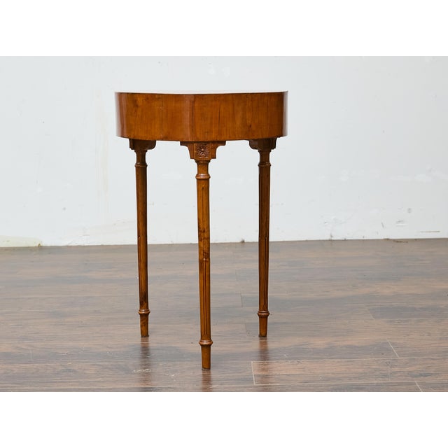 French Louis XVI Walnut Side Table with Single Drawer and Fluted Legs For Sale - Image 10 of 12