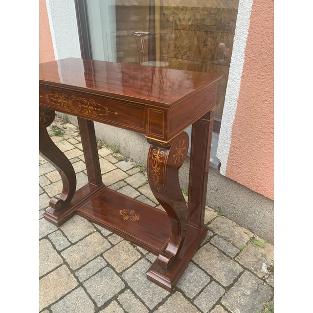 Biedermeier Console Inlaid in Mahogany, 1840s For Sale - Image 9 of 18
