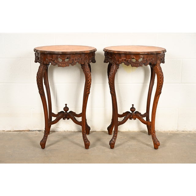A gorgeous pair of French Provincial Louis XV style side tables In the manner of Romweber USA, Circa 1930s Beautiful...