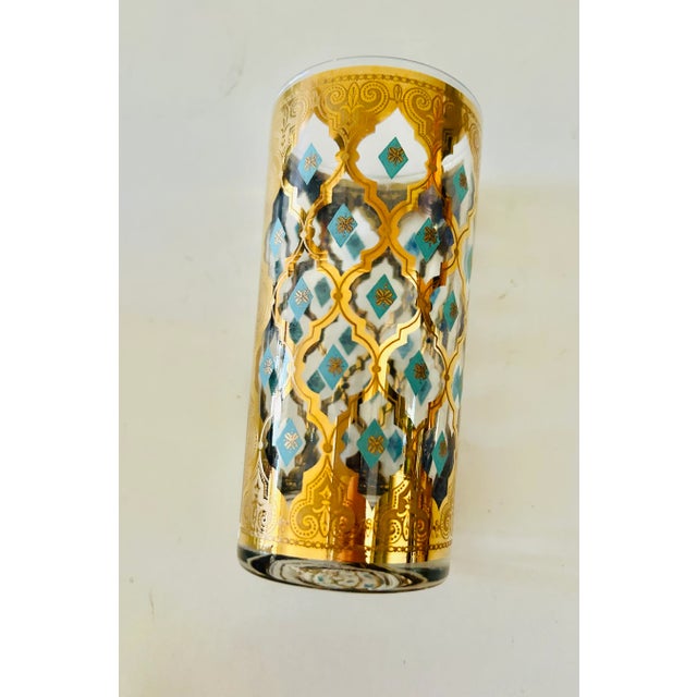 Culver Ltd. 1960s Culver Valencia Blue & Gold 22k Highball Glasses- Set of 6 For Sale - Image 4 of 7