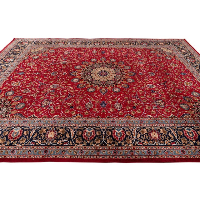 Mid 20th Century Mid 20th Century Mid-Century Persian Red Handmade Wool Rug For Sale - Image 5 of 7