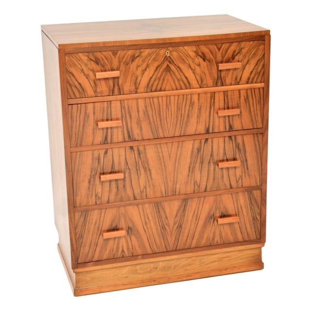 Art Deco Figured Walnut Chest of Drawers, 1930 For Sale