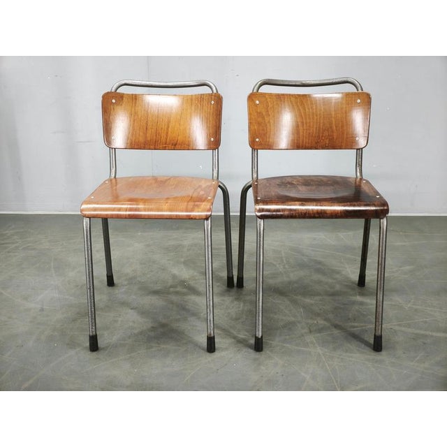 Dutch Industrial Plywood 106 Chairs from Gispen, 1960s, Set of 6 For Sale - Image 9 of 18
