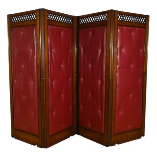 1st Part 20th Century Screen with 4 Leaves in Mahogany, 1920s For Sale