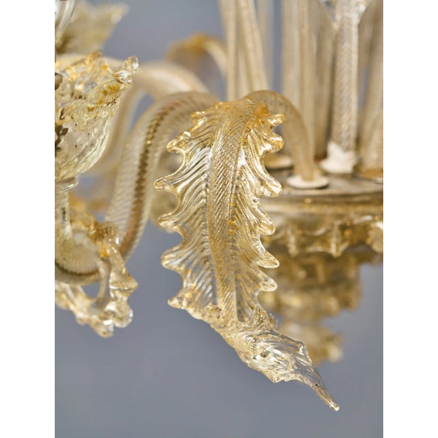 Goldenrod Venetian Five-Arm Murano Glass Chandelier For Sale - Image 8 of 12