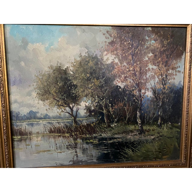 Landscape Oil Painting in Gold Frame Chairish