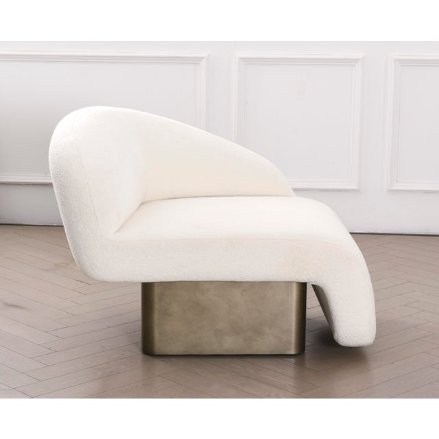 Contemporary Kaia Modern White Boucle Left Arm Accent Chair For Sale - Image 3 of 10