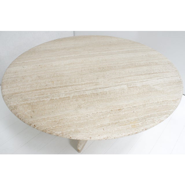 Vintage Round Travertine Dining Table, 1970s For Sale - Image 3 of 12