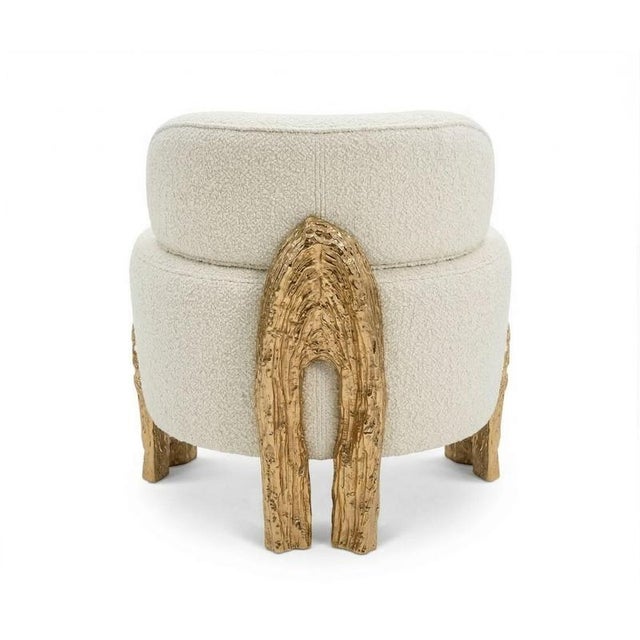 Kahy wild white fabric bench by maeve dimensions: d 60 x w 61 x h 61 cm. Materials: fabric, brass. Kahy is an exceptional...