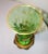 Antique Hand Blown Bronze Mounted Gold Gilt Green Bohemian Czech Art Glass Vase For Sale - Image 10 of 12