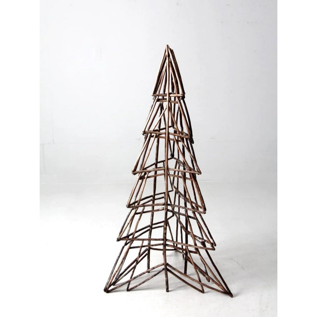 Vintage Rustic Christmas Twig Art Tree For Sale - Image 4 of 10