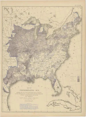 Antique Chart of the US Predominating Sex, 1874
