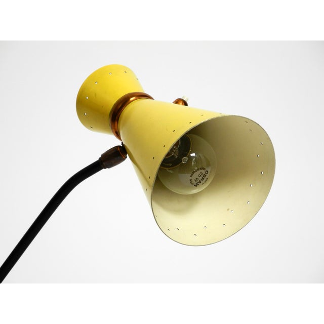 Metal Large Mid-Century Modern Tripod Table Lamp with Yellow Diabolo Lampshade and Adjustable Neck, 1950s For Sale - Image 7 of 18
