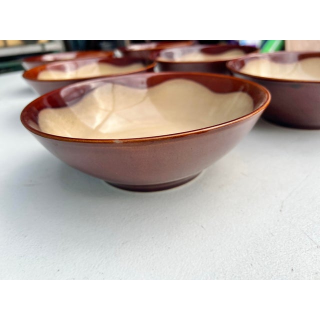 6 Soup or Cereal Bowls. Sango Prelude bowls are discontinued ceramic stoneware dinnerware pieces featuring earthy tones,...