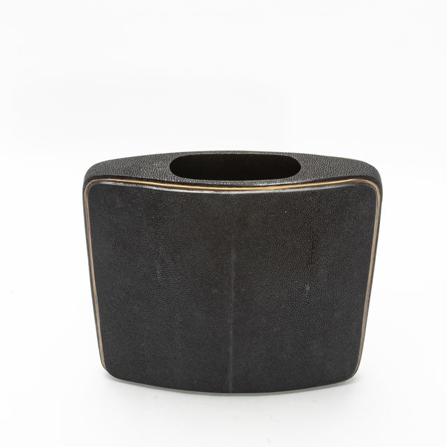 Shagreen Vase With Brass Details by R&y Augousti For Sale In Los Angeles - Image 6 of 9