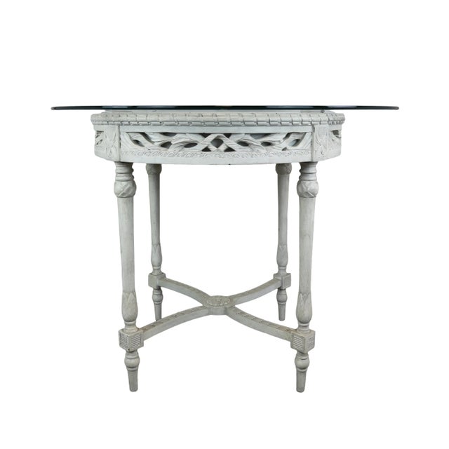 Round Side Table With Glass Top, For Sale - Image 4 of 7