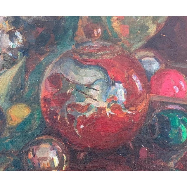 Soviet Still Life Oil Painting, Family Holiday Art, 1970s 36-44 For Sale - Image 4 of 6
